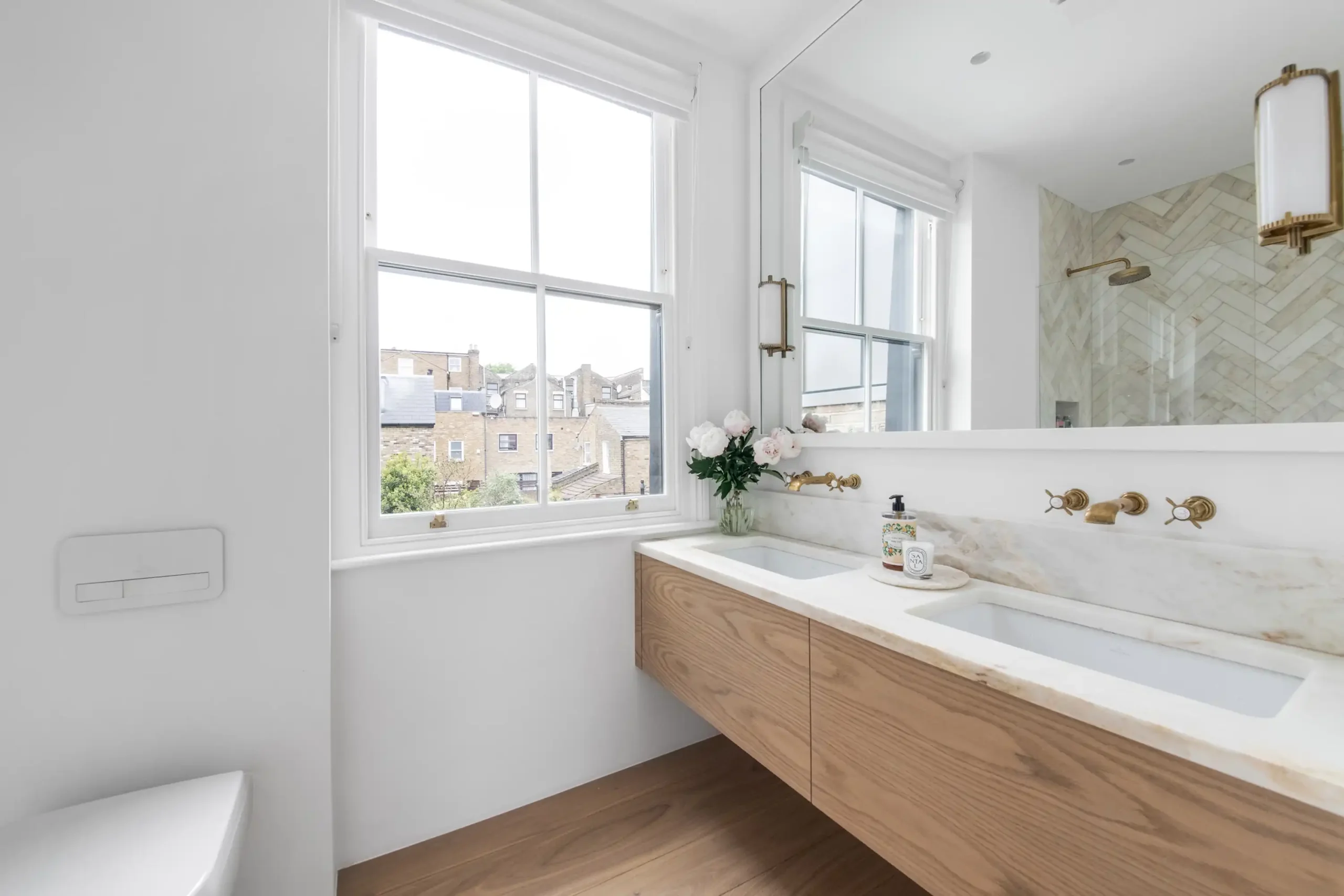 victorian sash window in bathroom