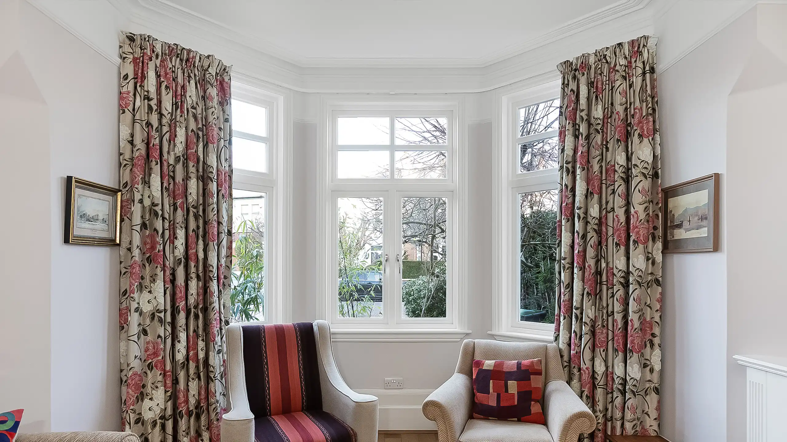 double casement windows in a bay